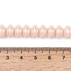 電気メッキ不透明ガラス模造真珠ビーズ連売り  ロンデル  ミスティローズ  10x6mm  穴：1mm  約63個/連  14.96''（38センチメートル）&nbsp;EGLA-H113-04C