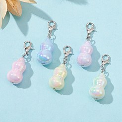 UVメッキ透明アクリルひょうたんペンダント装飾  亜鉛合金カニカン付き  ミックスカラー  38.5mm&nbsp;HJEW-JM01178