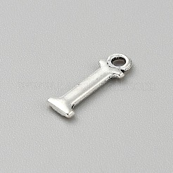 合金ペンダント  大文字の平易な英語の文字  プラチナ  文字I  16x5x1.5mm  穴：1.8mm&nbsp;FIND-TAC0038-01AS-09