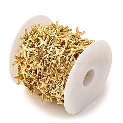 304ステンレススチール製ヒトデリンクチェーン  ハンダ付け  スプールで  長持ちメッキ  ゴールドカラー  25x20.5x3mm&nbsp;CHS-C021-02D-G