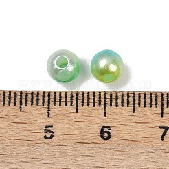 Abs模造パールビーズ  ラウンド  ツートン  薄緑  6mm  穴：1.8mm  約5000個/500g&nbsp;KY-P021-05A-09