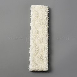 ポリエステル弾性レーストリム  波と花模様  ホワイトスモーク  2-3/8インチ（60mm）  10ヤード/袋&nbsp;OCOR-WH0067-47I