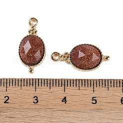 合成ゴールドストーンファセットペンダント  ゴールドメッキ真鍮オーバルチャーム  20.5x9.5x5.5mm  穴：1.7mm&nbsp;KK-L218-003G-06