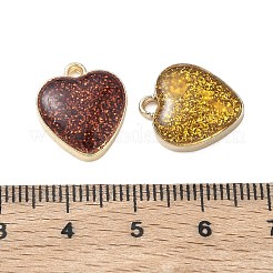 合金エナメルチャーム  ハートチャーム  ゴールドカラー  グリッターパウダー付き  ミックスカラー  16x13.5x4mm  穴：1.8mm&nbsp;FIND-A065-01G