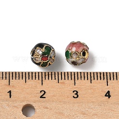 ヴィンテージの手作りラウンド型の花柄七宝焼きビーズ  ミックスカラー  8mm  穴：1mm&nbsp;CLB-XCP0001-01
