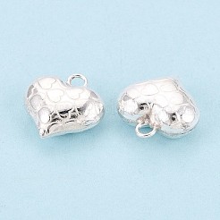 925スターリングシルバーハートチャーム  テクスチャ  銀  12x12x5.5mm  穴：1.8mm&nbsp;STER-N017-27S