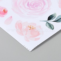 PVC 花柄 ウォールステッカー  家の壁の装飾のため  ピンク  300x220x0.2mm&nbsp;AJEW-WH20816-022