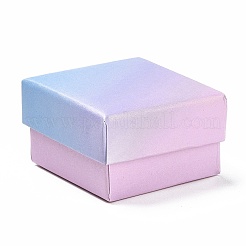 グラデーションカラーの厚紙ギフトボックス  内部のスポンジ  正方形  ピンク＆ライトスカイブルー  5.1x5.1x3.1cm  46x46mm内径  深さ：28mm&nbsp;LS-CBOX-H006-01A
