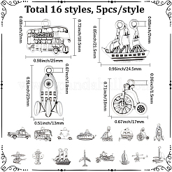 80pcs16スタイルチベットスタイルアロイペンダント  カドミウムフリー＆鉛フリー  混合図形  アンティークシルバー  12~23x13~25x2~4mm  穴：1~2.5mm  5個/スタイル&nbsp;FIND-BM0001-44