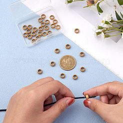 304ステンレススチールビッグホールビーズ  テクスチャ  ロンデル  ゴールドカラー  8x4mm  穴：5mm  50個/箱&nbsp;STAS-SZ0001-85G