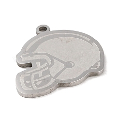 変色しない201ステンレススチールペンダント  ヘルメットチャーム  ステンレス鋼色  23x24.5x1.5mm  穴：1mm&nbsp;STAS-C095-12P