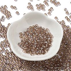 ガラスシードビーズ  銀並ぶ  丸い穴  ラウンド  ロージーブラウン  4x3mm  穴：1.2mm  6429個/ポンド&nbsp;SEED-H002-C-A045