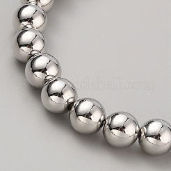 CCB プラスチック ラウンド ビーズ ストレッチ ブレスレット  プラチナ  ビーズ：7.8mm  内径：2-1/8インチ（5.47cm）&nbsp;BJEW-WH0023-03D-P
