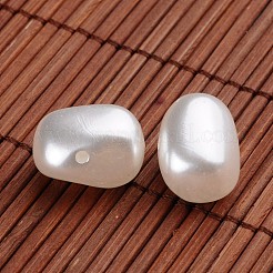 アクリルパール調ビーズ  オーバル  ホワイト  18x13~14mm  穴：2mm  約255個/500g&nbsp;OACR-O002-7262