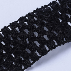 弾性レーストリム  ポリエステルリボン  ブラック  40x1.5mm  10 m /ロール&nbsp;OCOR-WH0052-27B