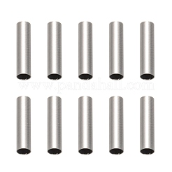 変色しにくい304ステンレススチールチューブビーズ  ステンレス鋼色  10x2.5mm  穴：2mm&nbsp;STAS-G071-32P