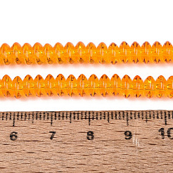 透明ガラスビーズ連売り  ロンデル  オレンジ  6x3mm  穴：0.9~1mm  約121~130個/連  14.57~15.35インチ（37~39cm）&nbsp;GLAA-Q113-02A-A03