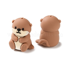 3D動物テーマのシリコンビーズ  焦点ビーズ  カワウソ  鮭色  29x22x16mm&nbsp;SL-CBAD861-03