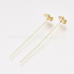 真鍮のピン  18KGP本金メッキ  ニッケルフリー  花  48~51mm  ピン：0.7mm&nbsp;KK-T038-589G-NF