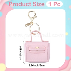 PUレザーバッグキーホルダー1個  ゴールドカラー  ピンク  60x50mm&nbsp;KEYC-CL0001-40A