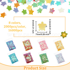 16000個8色の輝くネイルアートグリッター  マニキュアスパンコール  キラキラネイルスパンコール  カメ  ミックスカラー  8x7x0.2mm  2000個/カラー&nbsp;MRMJ-OC0003-35