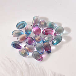 透明スプレー塗装ガラスチャーム  グリッターパウダー付き  ティアドロップ  プラム  9x6x6mm  穴：1mm  20個/袋&nbsp;GLAA-YW0001-12