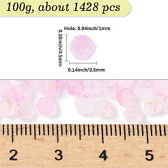 すりガラスビーズ100g  双円錐形  金箔  多面カット  パールピンク  4.5x3.5mm  穴：1mm&nbsp;FGLA-PA0001-01C