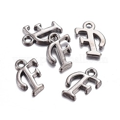 ガンメタメッキ合金文字ペンダント  ラックめっき  文字.f  13x8x2mm  穴：1.5mm&nbsp;LS-PALLOY-P097-03-F