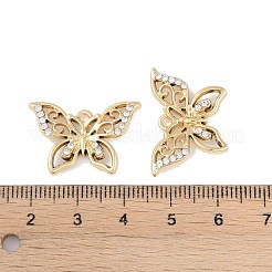 Uvメッキ合金ペンダント  ラインストーン付き  鉛フリー＆カドミウムフリー  蝶  ゴールドカラー  17x25x3mm  穴：2mm&nbsp;LS-FIND-M018-25G-02
