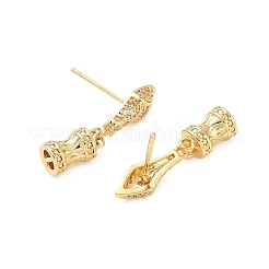 真鍮舗装キュービックジルコニアスタッドピアスのパーツ  ヘビ  18KGP本金メッキ  23.5x6mm  穴：2.5x1mm  ピン：0.7mm&nbsp;KK-C172-08G