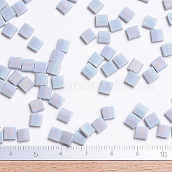 MIYUKIティラビーズ  日本製シードビーズ  2穴  （tl498fr）マットな不透明灰色ab  5x5x1.9mm  穴：0.8mm  約1180個/100g&nbsp;SEED-J020-TL498FR