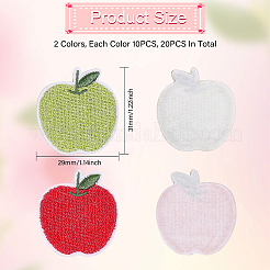20個 2色 リンゴの形の布刺繍アップリケ  パッチのアイロン/縫い付け  コスチュームオーナメントアクセサリー  ミックスカラー  31x29x1.5mm  10個/カラー&nbsp;PATC-CA0001-13