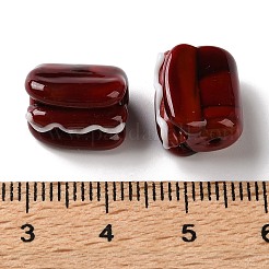 手作りランプワークビーズ  チョコレート食品  サドルブラウン  キューブ  13x10.5x10mm  穴：1.2mm&nbsp;LA-CBA2CF4-01D