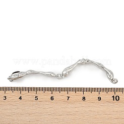 真鍮パヴェ天然タイガーアイカーブバーコネクタチャーム  プラチナ  67.5x17.5x5.5mm  穴：2.5mm&nbsp;KK-P302-08P