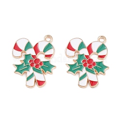 クリスマス合金エナメルペンダント  鉛フリー＆カドミウムフリー  ライトゴールド  キャンディケインのチャーム  カラフル  23.5x19x1mm  穴：1.8mm&nbsp;LS-PALLOY-K007-08KCG