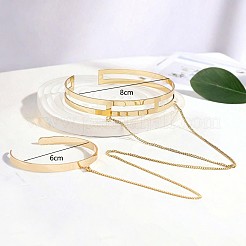 合金チェーンカフバングル  女性用ダブルアームバングル  ゴールドカラー  内径: 2-3/8 インチ (6 センチメートル) & 3-1/8 インチ (8 センチメートル)&nbsp;FS-WGDB032-01