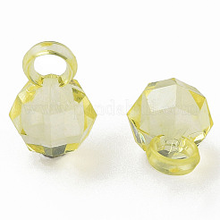 透明なアクリルパーツ  多面カット  ラウンド  ライトカーキ  18x11x11mm  穴：4mm&nbsp;MACR-S373-125-B03