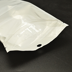 長方形のPVC製再封可能袋  ジップトップバッグ  トップシール薄い袋  メッキパールカラーの  ホワイト  10x6cm&nbsp;X-OPP-L001-02-6x10cm