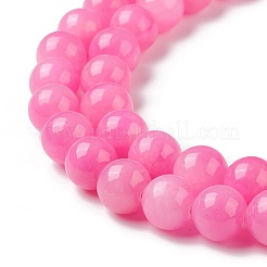 天然石馬山ジェイドラウンドビーズ連売り  染め  ピンク  10mm  穴：1mm  約41個/連  15.7インチ&nbsp;G-D263-10mm-XS34