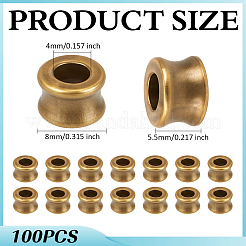 チベット風合金ヨーロピアンビーズ100個  大穴ビーズ  バレル  アンティークブロンズ  8x5.5mm  穴：4mm&nbsp;FIND-ME0003-50AB
