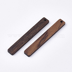 未染色のクルミ材の大きなペンダント  長方形/棒  サドルブラウン  52x7.5x3mm  穴：1.6mm&nbsp;WOOD-T023-01