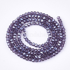 電気メッキガラスビーズセット  パール光沢メッキ  多面カット  ロンデル  インディゴ  2.5~3x2~2.5mm  穴：0.6mm  約140~145個/連  13.77~14.56インチ（35~37cm）&nbsp;EGLA-T013-04E