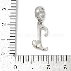 真鍮ヨーロッパダングルチャーム  ハート文字の大きな穴のペンダント  プラチナ·ゴールデン  文字J  25.5~30.5mm  穴：6mm&nbsp;KK-Z097-01J-GP