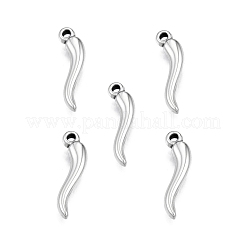 変色しない201ステンレススチールペンダント  豊饒の角  イタリアの角cornicello  ステンレス鋼色  20x5.5x3mm  穴：1.5mm&nbsp;STAS-N099-05B