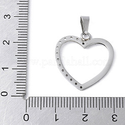304ステンレスペンダント  ハートチャーム  変色防止  ステンレス鋼色  22x20.8x1mm  穴：6x3mm&nbsp;STAS-S162-23P