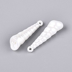 ABSプラスチックパール調ペンダント  シェル形状  乳白色  32x11x10.5mm  穴：1.8mm  約342個/500g&nbsp;KY-T041-08