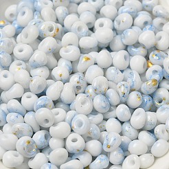 焼付塗装ガラスシードビーズ  丸い穴  ティアドロップ  コーンフラワーブルー  5~5.5x4~5x3~3.5mm  穴：1.2mm  約2500個/ポンド&nbsp;SEED-F006-01A-02