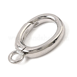 真鍮製スプリングゲートリング  オーバル  プラチナ  15.5x10x3mm  穴：2mm&nbsp;KK-C075-51P