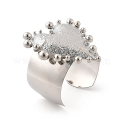 女性用テクスチャードハート合金オープンカフバングル  プラチナ  内径：2-1/4インチ（5.6cm）&nbsp;BJEW-A027-01P