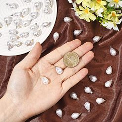 20 個の abs プラスチック模造真珠のペンダント  真鍮のパーツと  ティアドロップチャーム  プラチナ  17x9.5mm  穴：1.5mm&nbsp;FIND-YW0009-34
